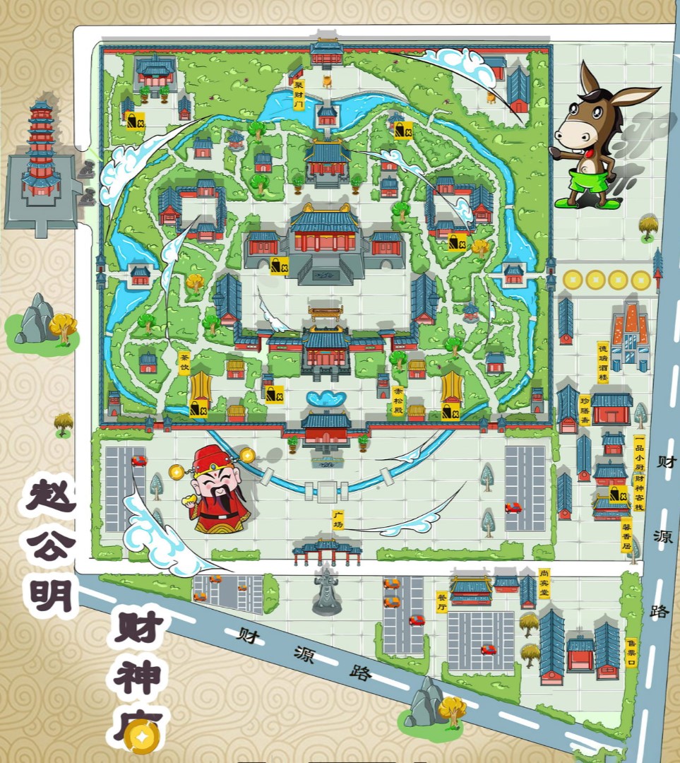 东路镇寺庙类手绘地图